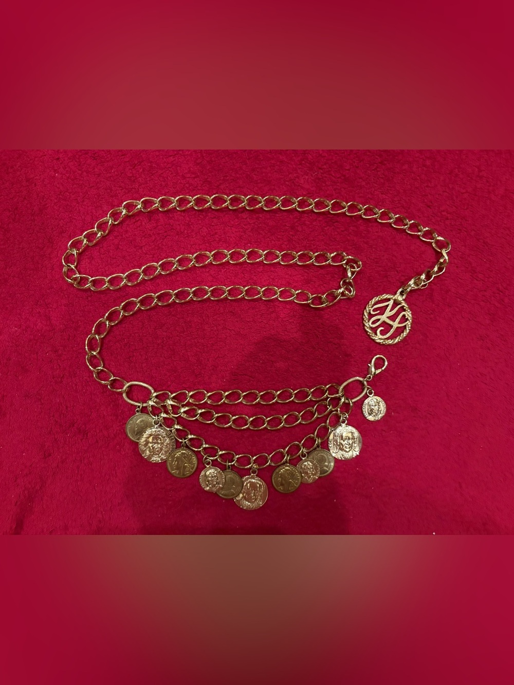 Rare Kirks Folly Gold Coin Charm Chain Necklace